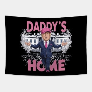 Trump 2024 Take America Back, Daddy's Home Trump Pink 2024 Tapestry