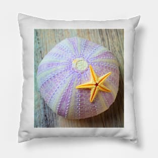 Purple Sea Urchin And Starfish Pillow