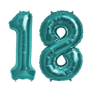 Aqua Blue 18th Birthday Metallic Helium Balloons Numbers T-Shirt