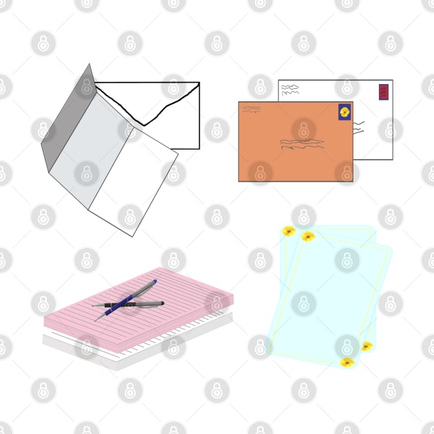 Snail Mail Happy Mail (Separate Items Version – White Background) by Art By LM Designs 