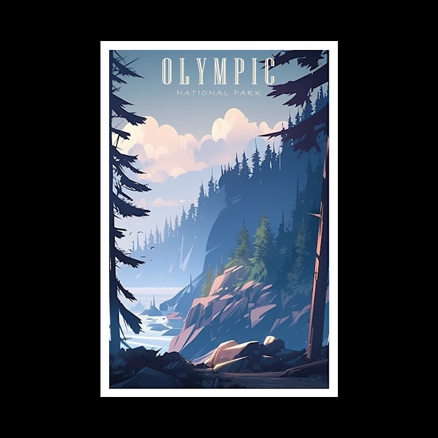 Olympic National Park Travel Poster by GreenMary Design