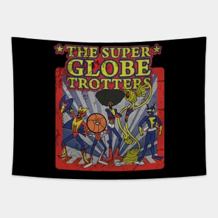 Cartoon Super Hero Basketball Team Tapestry