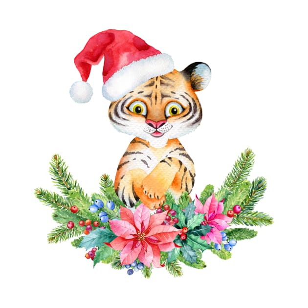 New Year Symbol 2022 - Cute  Tiger, Christmas Tiger by Simple Wishes Art