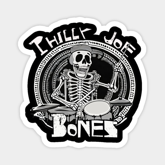 Funny Jazz Halloween TShirt, Philly Joe Bones Jazz Musician Drummer Gift T-Shirt, Bebop Drum Set Trick or Treat Music Novelty Tee Magnet by Jazz Nerd Paradise