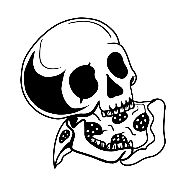 Skull Eating Pizza by dukito