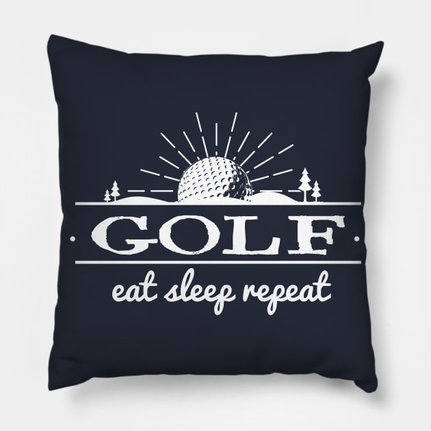 Golf, Eat, Sleep, Repeat Pillow by Jitterfly