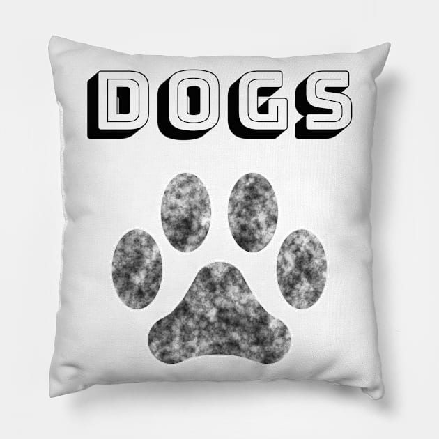 DOGS with Gray Paw Pillow by Designs_by_KC