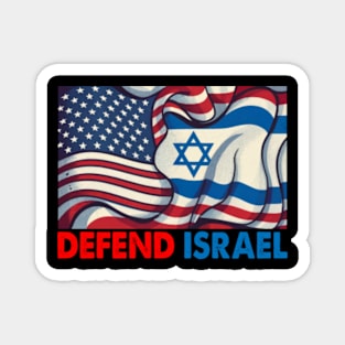 Defend Israel Vintage American Israeli Flag Magnet