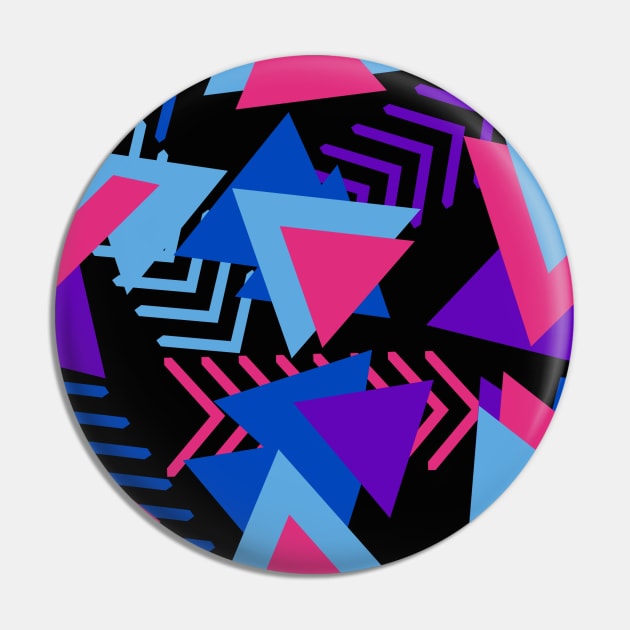 Pink, Black and Blue Triangle Art Pin by Flamingo Design