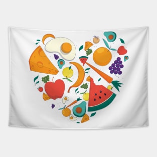 Healthy food heart / fruits collection / healthy life gift / healthy life style present Tapestry