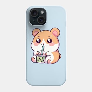 cute hamster drink green boba Phone Case