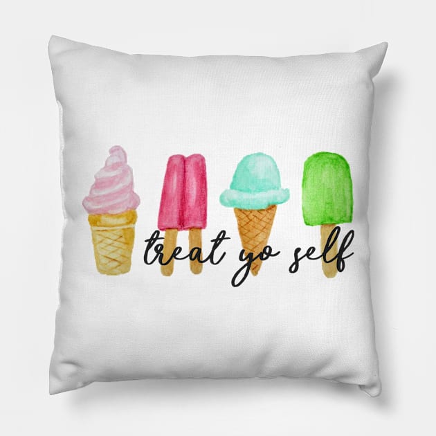 Treat yo Self Ice Cream and Popsicles Pillow by annmariestowe