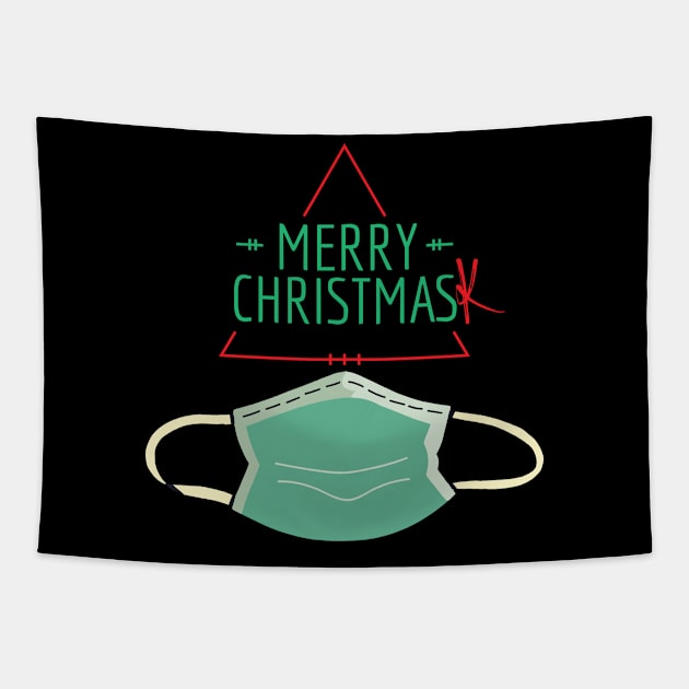 Merry Christmask Funny Christmas Gift Quarantine-Mas Festive Quarantine Costume Tapestry by nathalieaynie