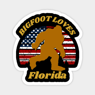 Bigfoot loves America and Florida too Magnet