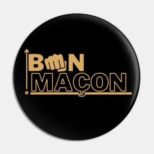 Original Innovative "Bon Maçon" Design Gold underlined with boxing arm Pin