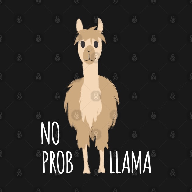 Dramabite No prob-llama funny and cute llama alpaca illustration by dramabite