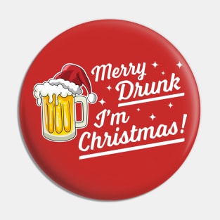 Merry Drunk I'm Christmas Funny Beer Drinker Santa Hat Pin