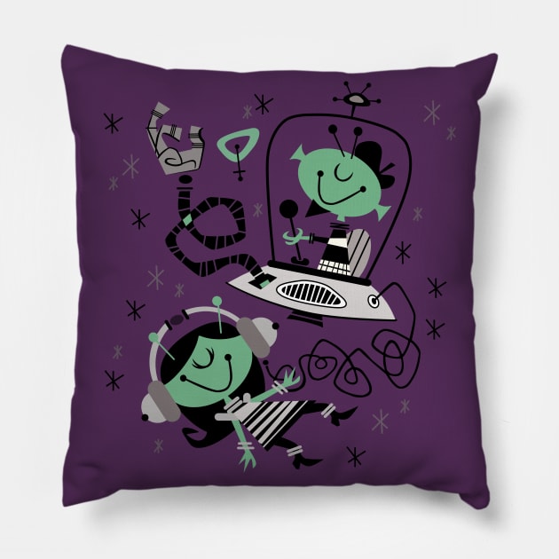 Jazzy space beatniks Pillow by richhwalsh