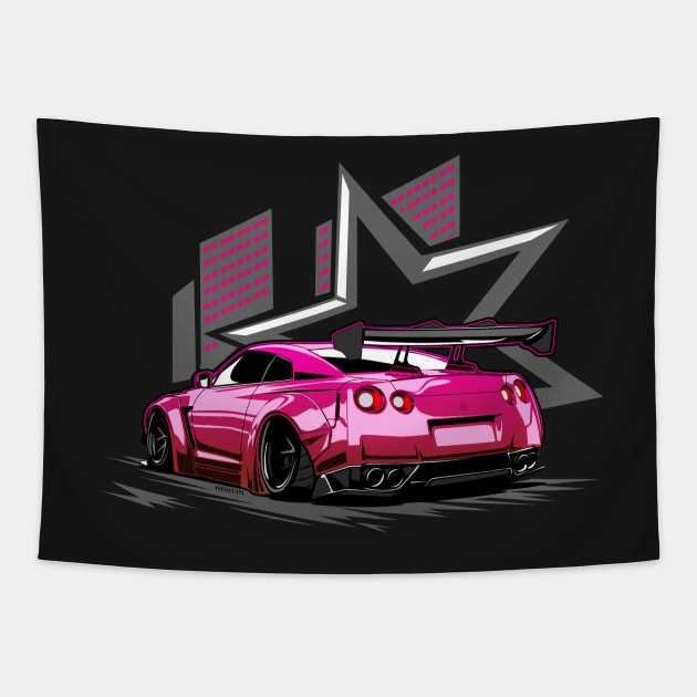 R35 GTR godzilla jdm vector art Tapestry by ASAKDESIGNS