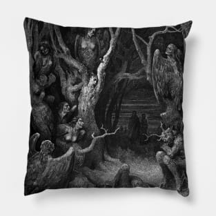 High Resolution Gustave Doré Illustration the Harpies Pillow