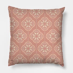 Retro Floral Geometric Tile / Blush Pink Pillow