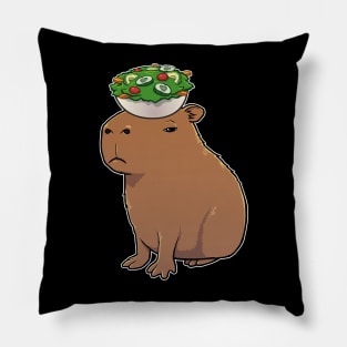 Capybara with a Garden Salad on its head Pillow