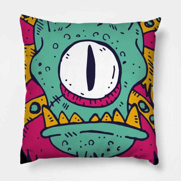 Colorful one-eyed monster Pillow by rueckemashirt
