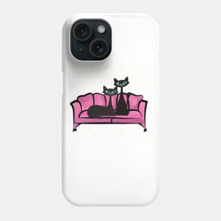 Atomic Kitties Relaxing on a Vintage Styled Sofa Phone Case