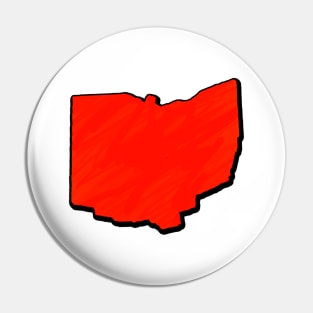 Bright Red Ohio Outline Pin