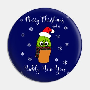 Merry Christmas And A Prickly New Year - Cute Cactus With Christmas Scarf Pin