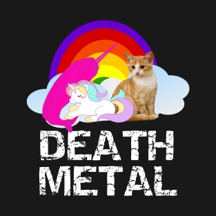 Death Metal Unicorn Narwhal Kitten Funny Heavy Metal Lover Shirt T-Shirt