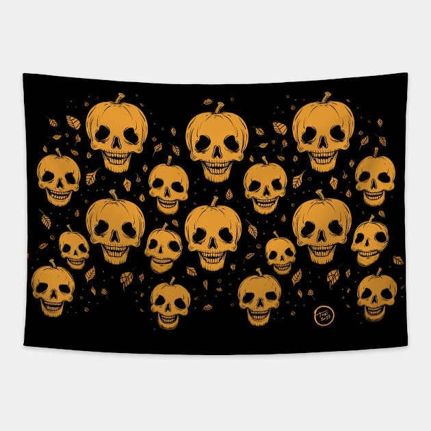 Death Pumpkins for Halloween Tapestry by So Red The Poppy