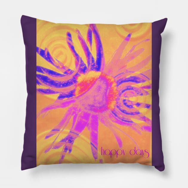 Happy Days Graphic Flower Pillow by Kenen's Designs