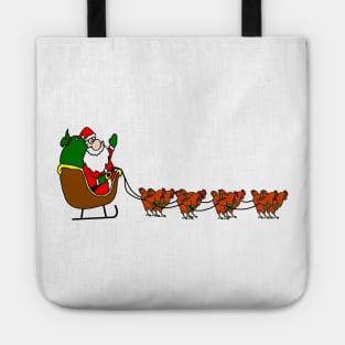 Santa with Chicken Reindeer Tote