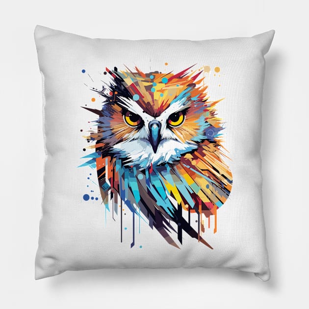 Owl Bird Animal Nature Freedom Wildlife Wonder Abstract Pillow by Cubebox