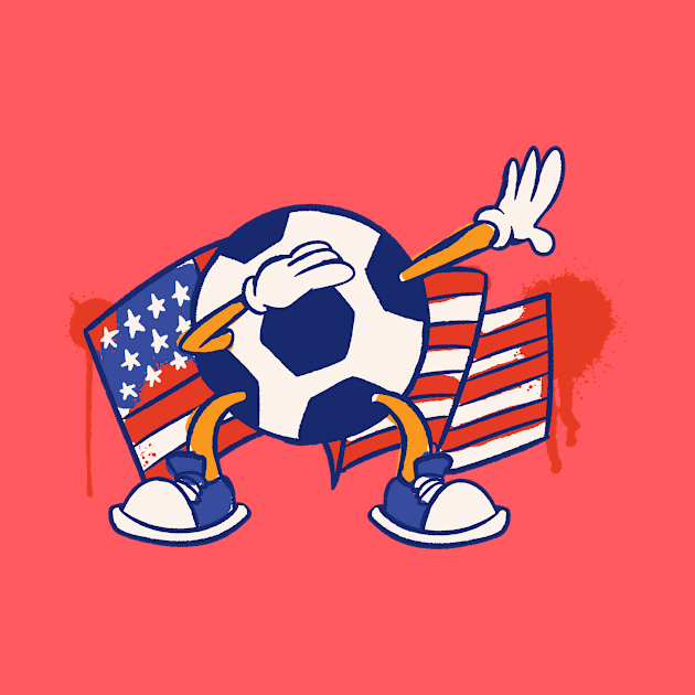 Dabbing Soccer Ball Cartoon USA American Flag by Now Boarding