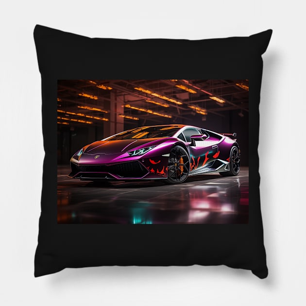 Super-cars-Upscale-Huracan Pillow by PixelPusherArt