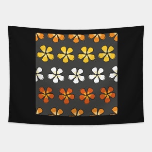 Orange and yellow Hibiscus flowers on gray background Tapestry