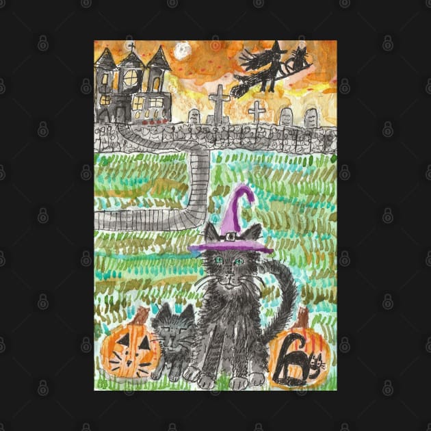 Halloween cat painting by SamsArtworks