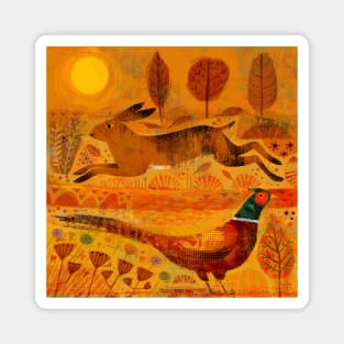 Hare and Pheasant at Sundown Magnet