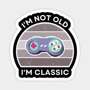 I'm not old, I'm Classic | Game Controller | Retro Hardware | Vintage Sunset | Grayscale| '80s '90s Video Gaming Magnet