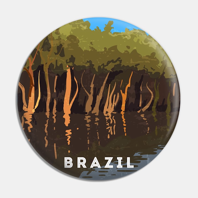 Amazonas, Brazil - Retro travel minimalist poster Pin by GreekTavern