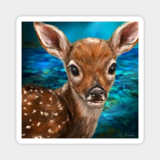 Cute White Tailed Deer - Digital Painting Magnet