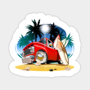 Vector cartoon retro pickup Magnet