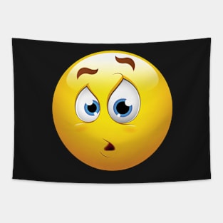 Confused Smiley Face Emoticon Tapestry