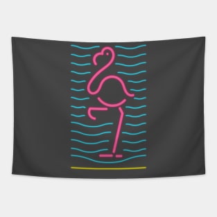 80's Gift 80s Retro Neon Sign Pink Flamingo Tapestry