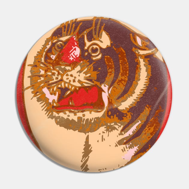 Tiger Head / Vintage Indian Matchbox Art Pin by RCDBerlin