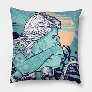 Motorbike girl Pillow