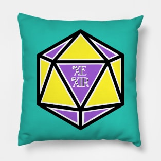 Nonbinary Pronoun Pride D20 Xe/Xir Pillow