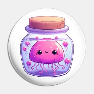 Cute Jellyfish in a Jar Illustration Pin